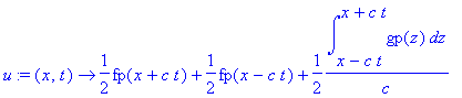 u := proc (x, t) options operator, arrow; 1/2*fp(x+...