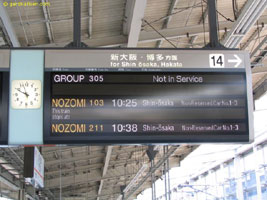 Shinkansen platform information