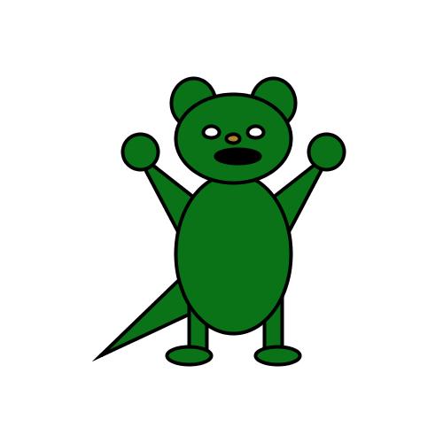 green scarying bear