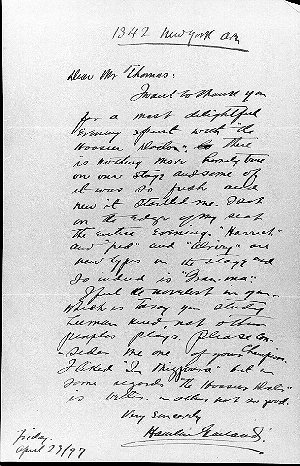 letter to Augustus Thomas