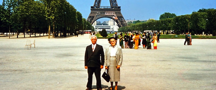 Vintage Vacation Photos: Couple at Eiffel